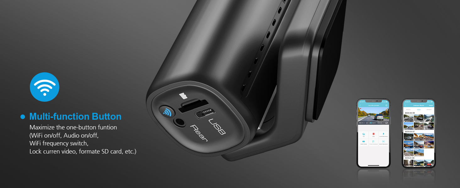 Sarmert 2K Front Dash cam Builtin WiFi, 150°Car Camera with Night