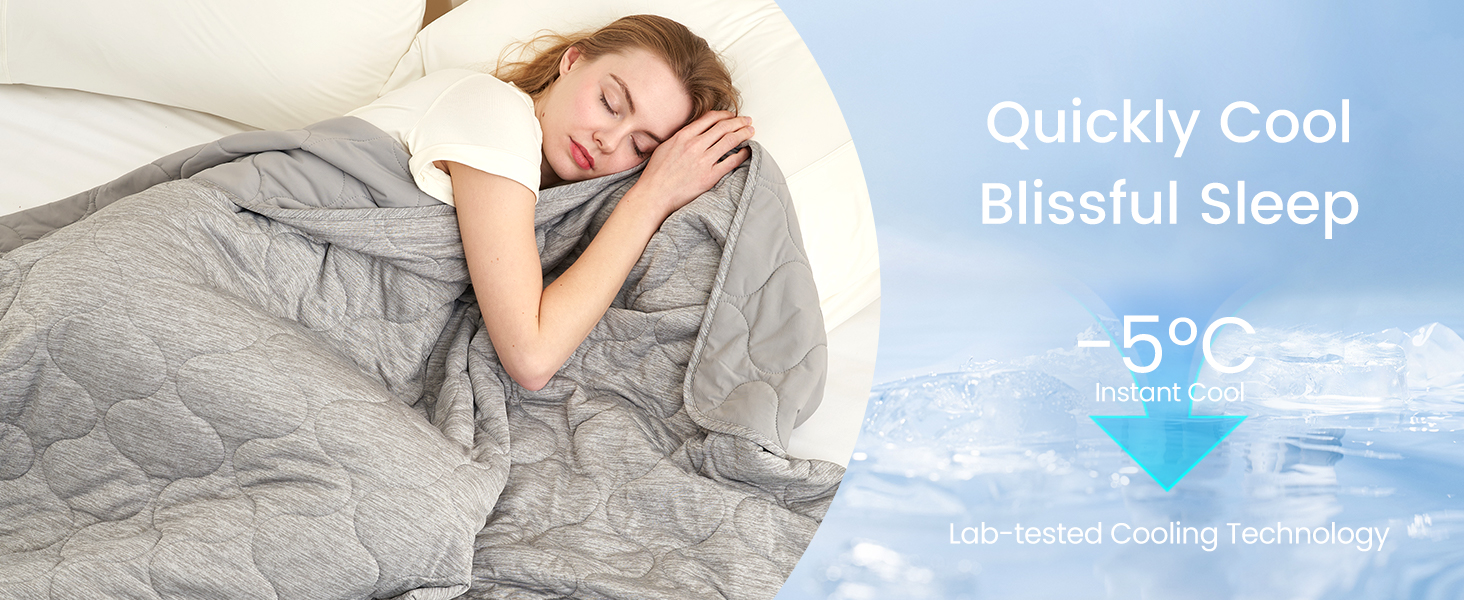 Cozy Bliss Cooling Dual-Sided Blanket for Hot Sleepers, Q-Max>0.46 Lightweight Soft Breathable All Seasons Double Side Cooling Throw for Night Sweats (Silver Grey, 60"x80")