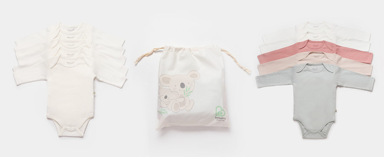 5-Pack Bodysuits Newborn for Infant Baby Girls 100% Organic Cotton