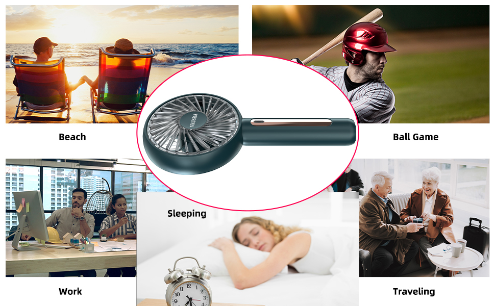 VKUSRA Powerful Handheld Fan, Portable Fan Hand Held Travel Fan with 4