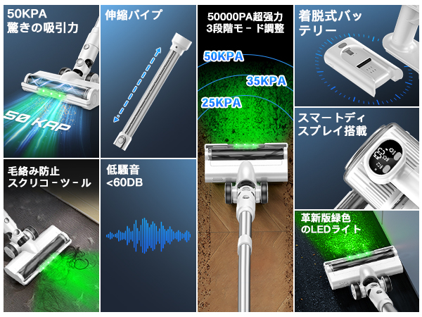 Amazon | 掃除機 コードレス【8月新登場！業界革新！50Kpa超強力