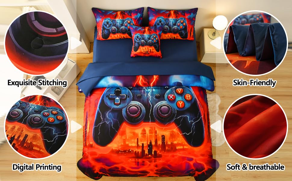 Tasselily Game Console Full Comforter Set with Sheets