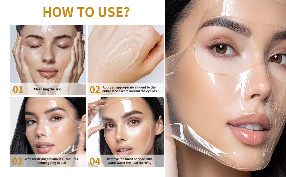 turmeric collagen night wrapping mask, hydrating & firming peel-off facial care hydrolyzed