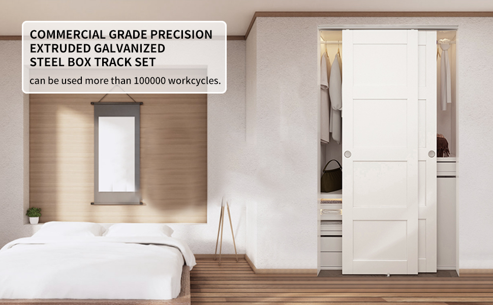 SongYung Bypass Sliding Door Hardware 72", Bypass Wardrobe Closet Door Track Set, Smoothly and