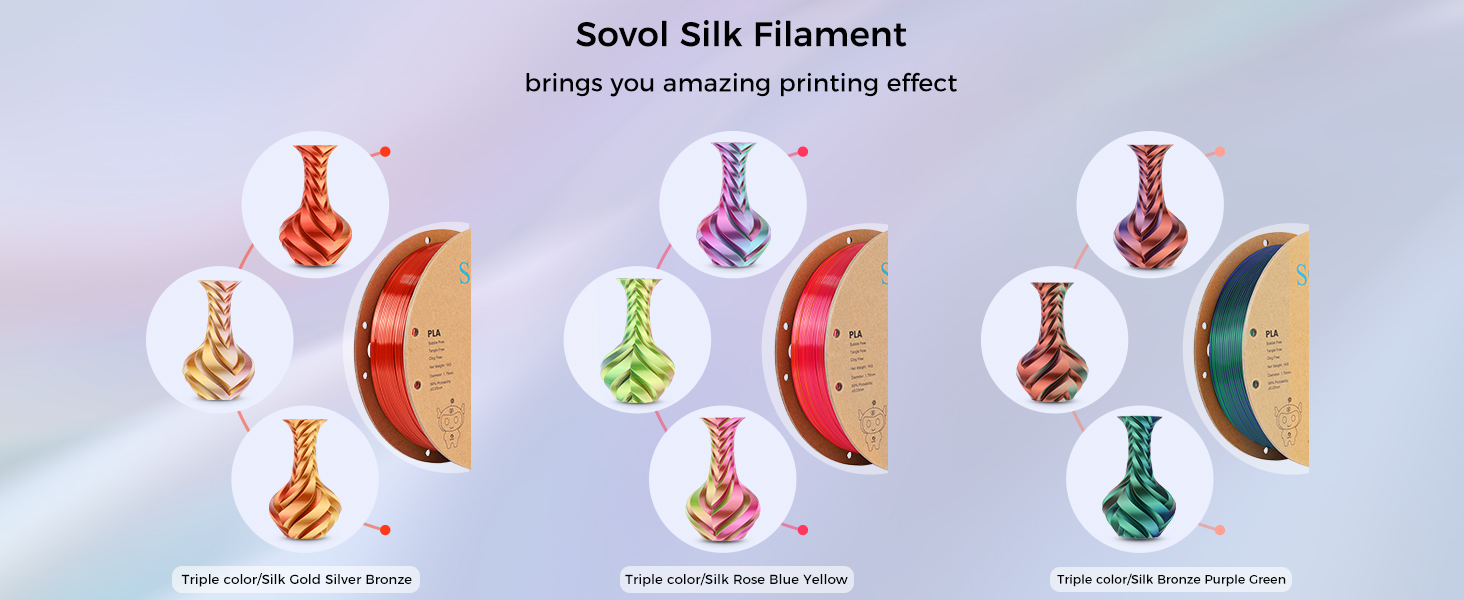 Sovol Tri color Silk shiny PLA Filament