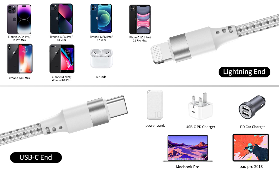 Cabo USB C para Lightning de 3 m