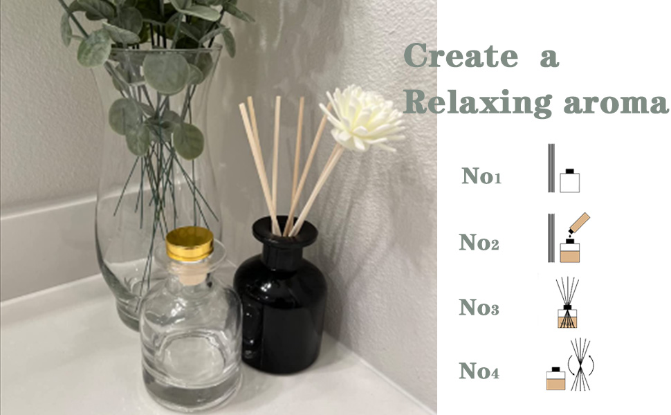 HOSSIAN Reed Diffuser Sticks Wood RattanReed Sticks Diffuser Glass BottlesDiffuser Refills
