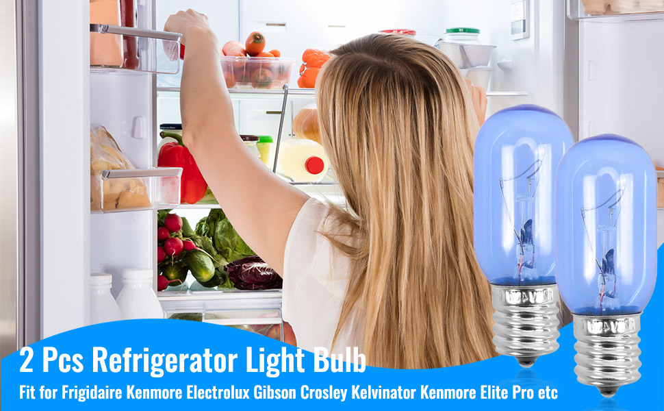 2 Pcs Refrigerator Light Bulb Fit for Frigidaire Kenmore