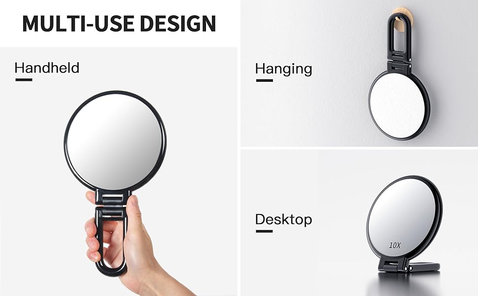 Beautifive Handheld Magnifying Mirror, 10X/1X Double Sided