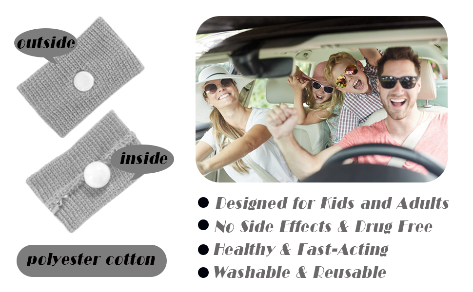 2 Pairs Motion Sickness Bands for Kids, Travel Sickness Relief Bands