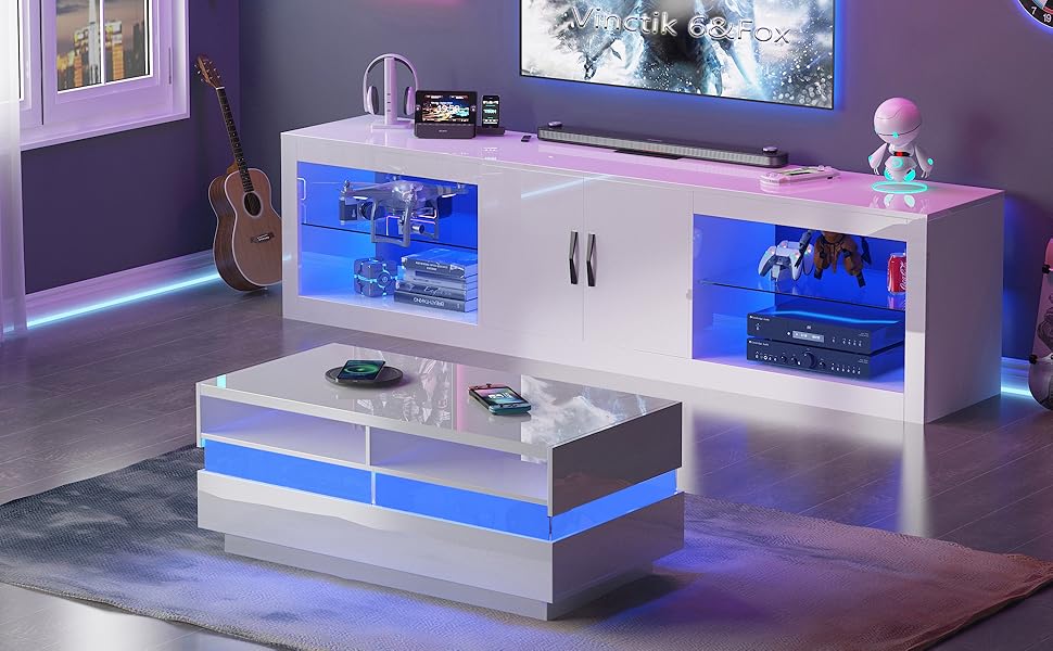 Vinctik 6&Fox 70 Inch High Gloss Led TV Stand for 80/75/65