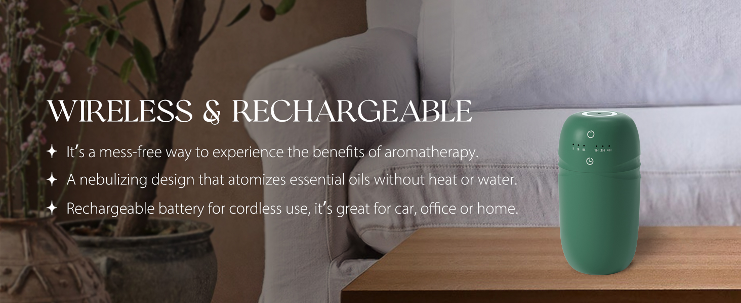 SALUBRITO Kabellos Diffuser für Aroma, Kabellos Diffusor für Ätherische