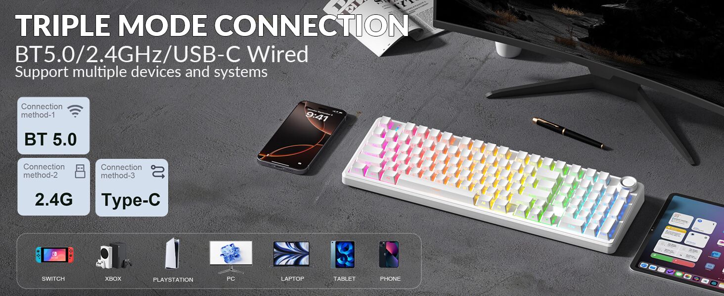 wireless keyboard mechanical keyboard office keyboard silent keyboard multi device keyboard