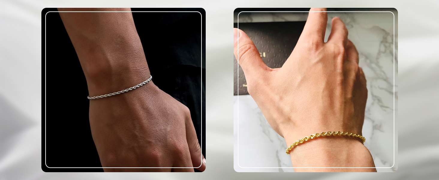 rope chain bracelet silver bracelet for men gold bracelet for men mens bracelet