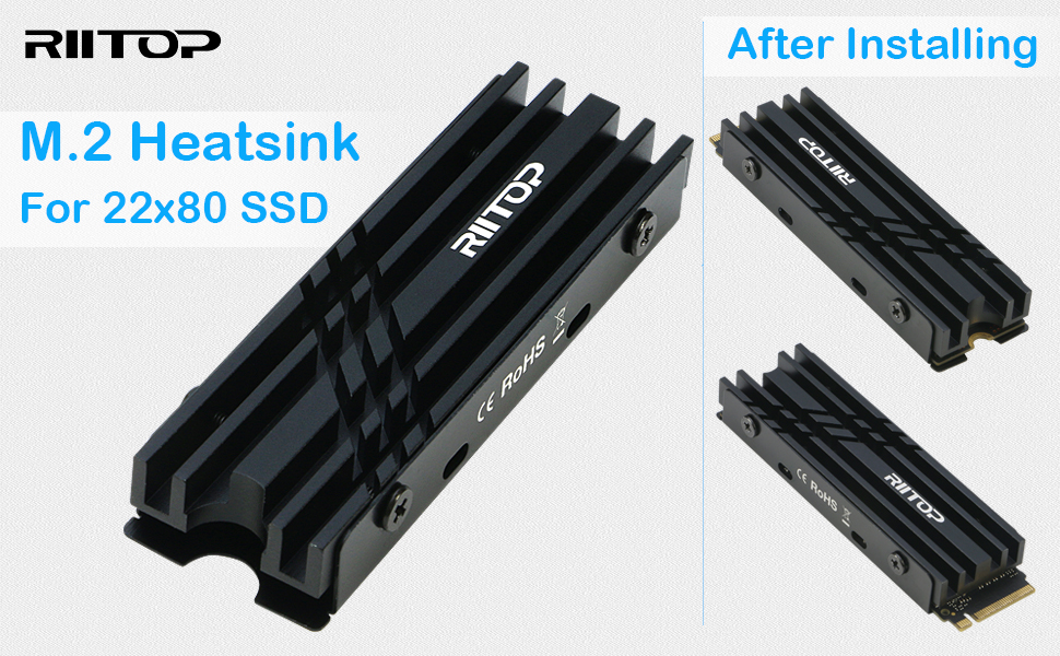 RIITOP NVMe Heatsink, M.2 Heatsink for M2 NVMe or SATABased SSD 2280 Cooler