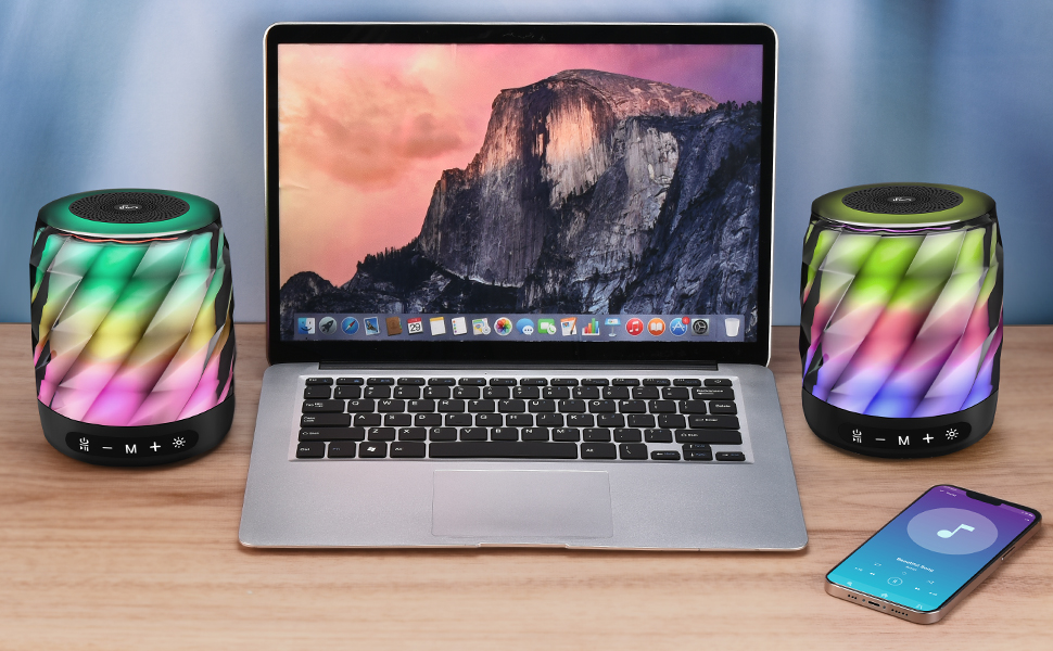 LFS Bluetooth Speaker with Lights, Portable Wireless Speakers, 20W Sound, 7 Color Lights, 20H