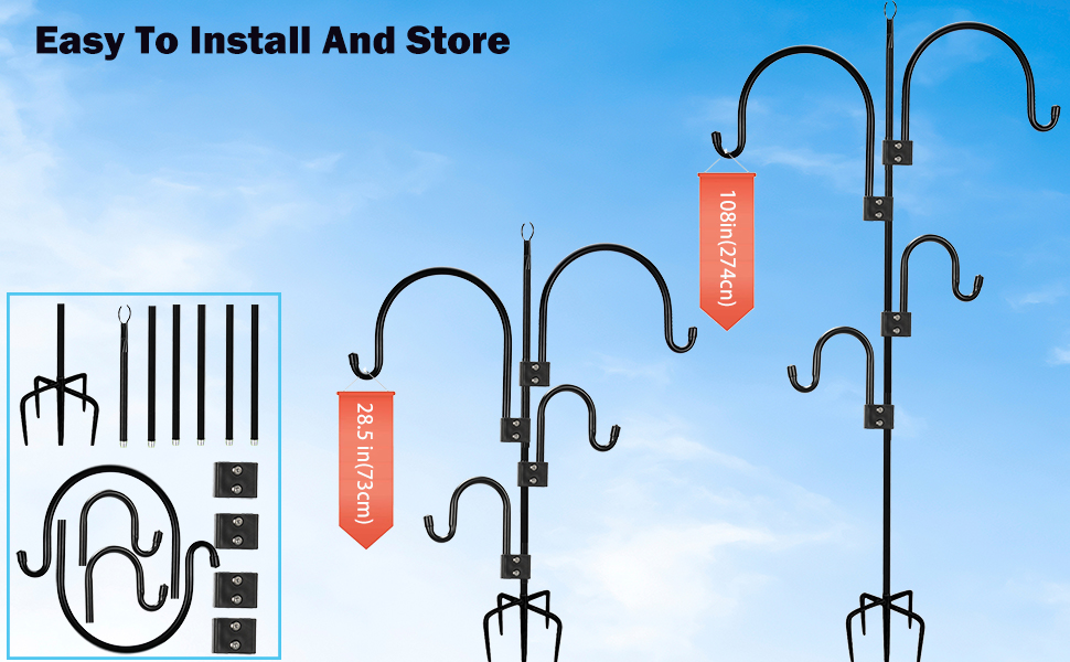 108 in Shepherds Hooks for Outdoor,1 in Thickened Pipe Heavy Duty Metal