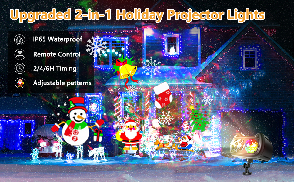 Christmas Projector Lights Outdoor, Remon 2in1 3D Ocean