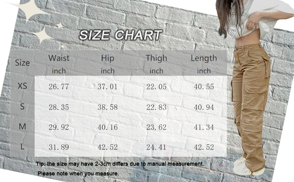 Straight Leg Cargo Pants for Women Baggy Cargo Pants with Pocket High Waist Cargo Y2k Trousers Streetwear