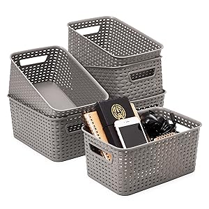 Amazon.com: EZOWare 6 Quarts Woven Plastic Storage Basket Bin Set