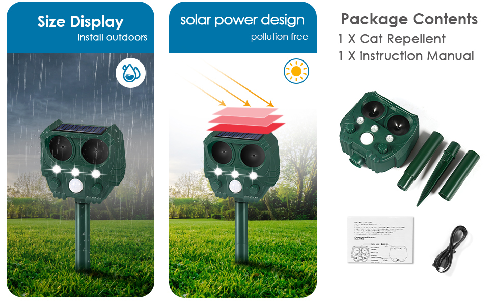 Cat Repellent, Garden Cat Repellent Cat Deterrents, Ultrasonic Animal