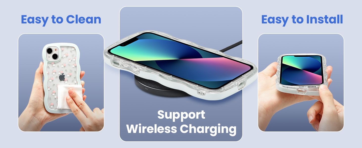 ZCDAYE Floral Case Compatible with iPhone 13, Aesthetic Flower Pattern & Cute Curly Wavy Shape Phone Case for Women Girls,Soft TPU Shockproof Cover for iPhone 13 (6.1 inch), Pink 13 iPhone 13 iPhone 14 iPhone 15 Phone Case cover