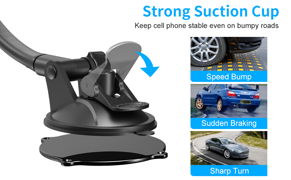 XWXELEC Tablet Car Mount Holder, [Long Arm Gooseneck Extension] Suction Cup iPad