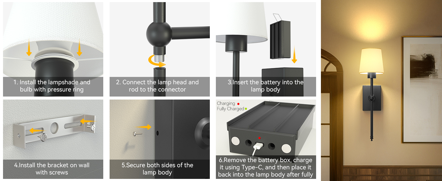 wireless wall lights rechargeable