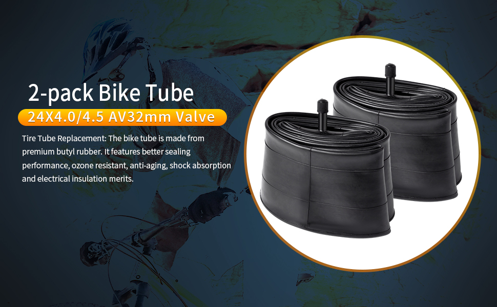2PCS 24 x 4.0 Heavy Duty EBike Fat Tubes 24X4.0/4.5 AV32mm Schrader Valve 102/114