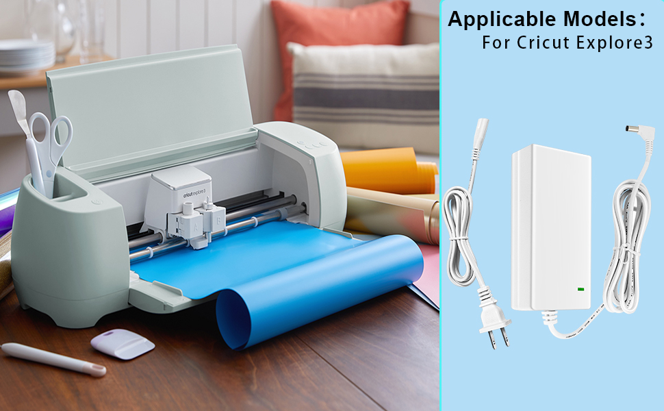 White Power Cord Compatible with Cricut Explore 3 Cutting Machine,24V DC Power