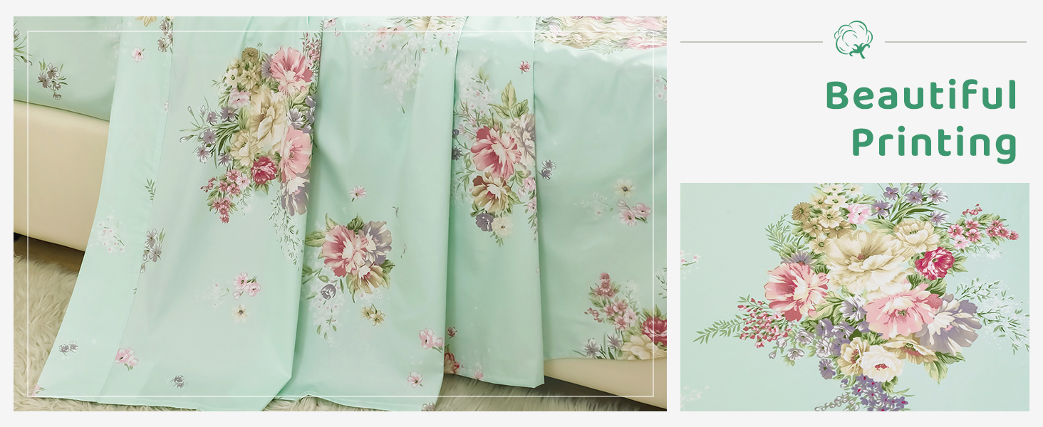 QSH Floral Queen Size Sheet Sets Shabby Vintage Chic Rose