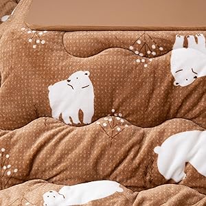 【色: シロクマ柄×ブラウン】Qucover こたつ布団 正方形 単品売り コタ 色: シロクマ柄×ブラウン】Qucover こたつ布団 正方形 単品売り