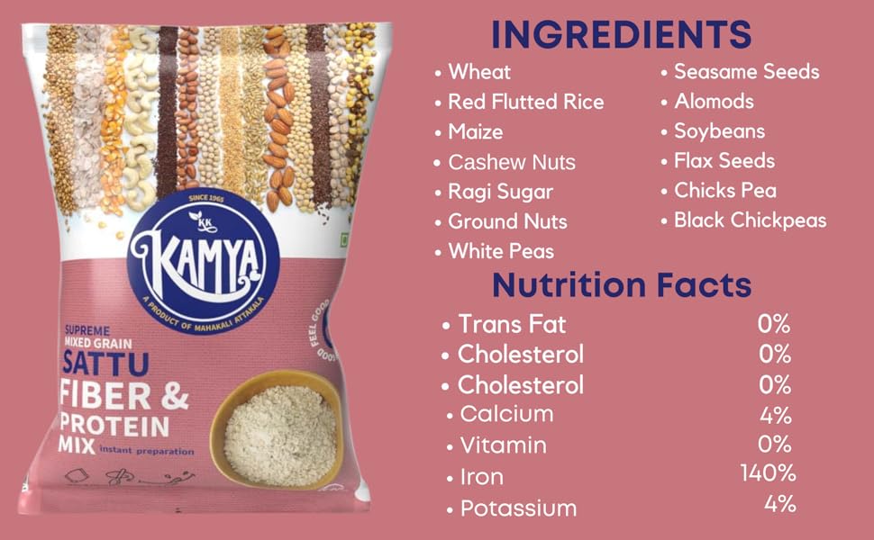 Kamya Supreme Mixed Grain Sattu Natural Powder with High Protein and