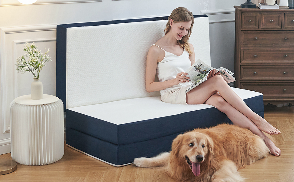 CYMULA Folding Mattress Full, 4 Inch Foldable Trifold Mattress, Portable Memory Foam