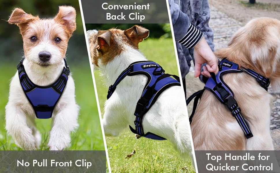 Eagloo Dog Harness No Pull, Walking Pet Harness with 2