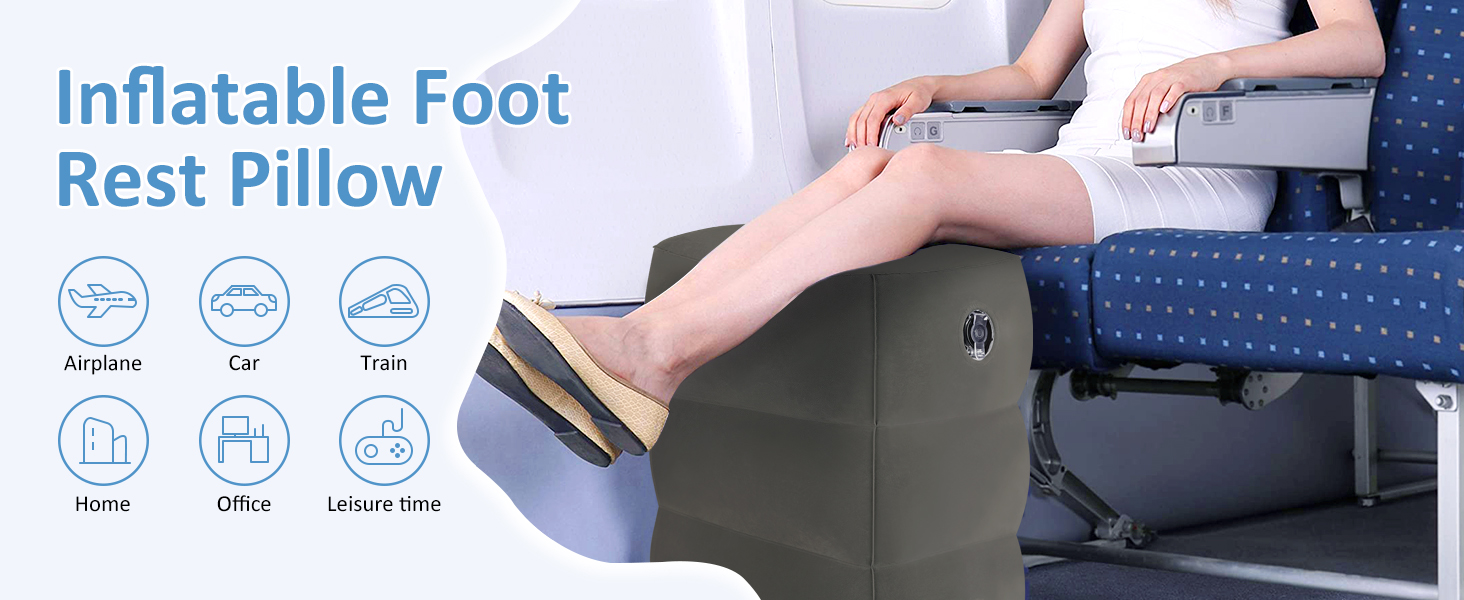 Fabuday Inflatable Travel Foot Rest Pillow Car Seat Foot