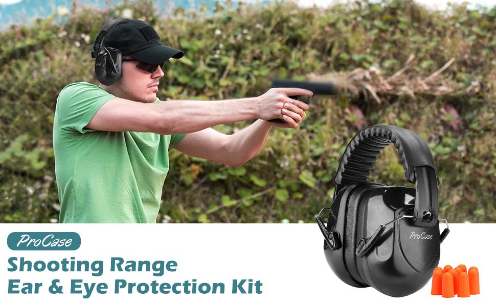 ProCase Shooting Ear Protection Earmuffs, Gun Safety Glasses and Soft