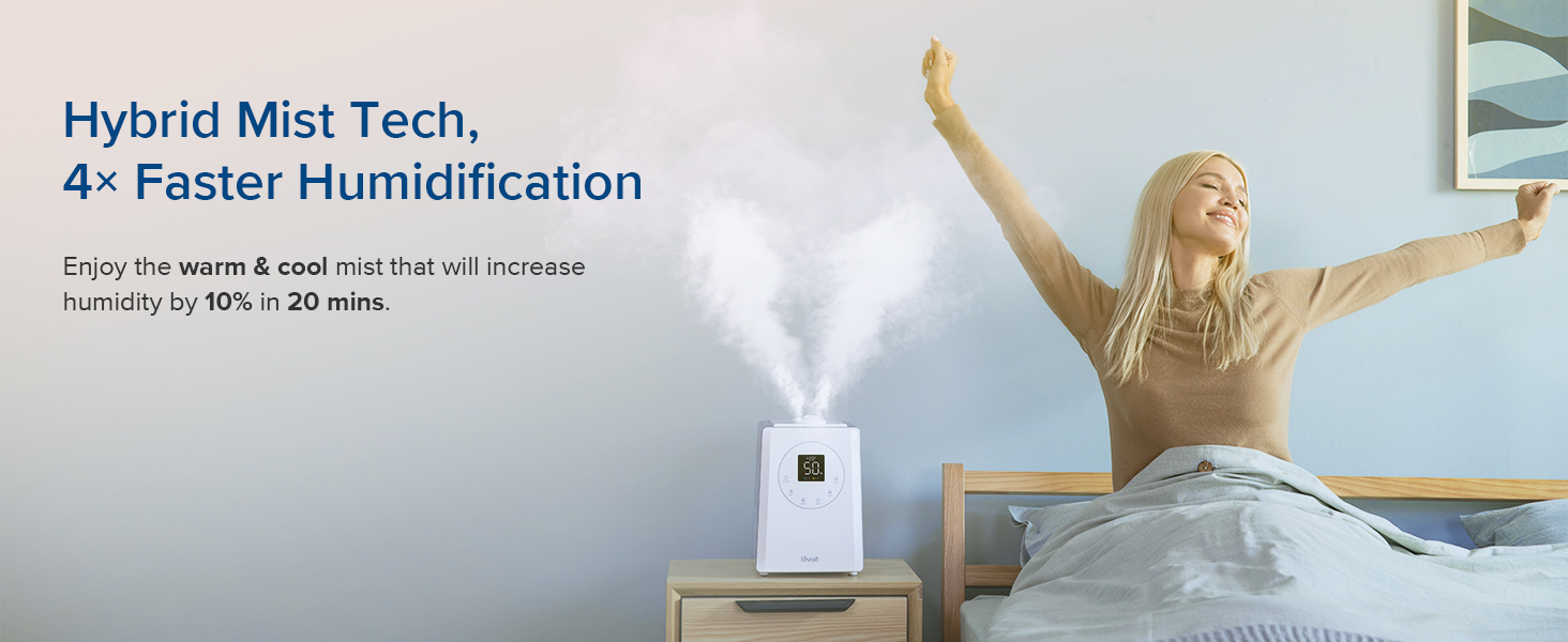 LEVOIT Humidifiers For Bedroom Large Room Home, 6L Top Fill Warm and