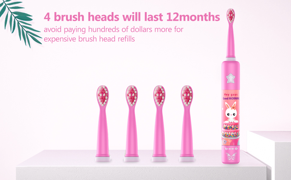 Miklife Kid Musical Electric Toothbrushes 4 Modes 2 Min Timer, 4 Brush