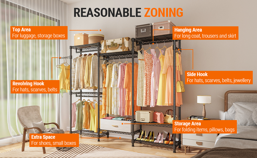 ACMETOP Portable Wardrobe Closet, 86 Inch Heavy Duty