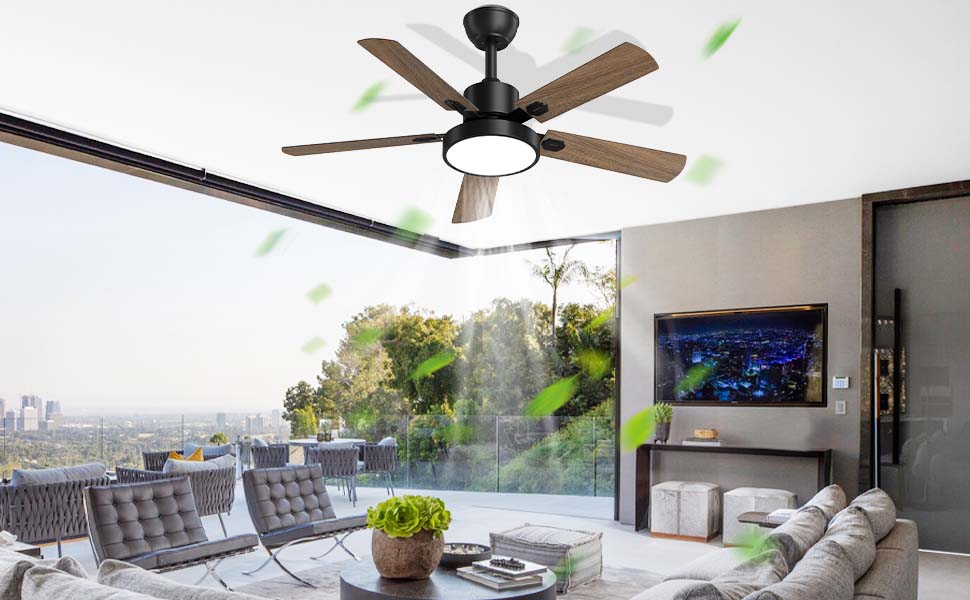 Obabala Ceiling Fan with Light, 52Inch Indoor/ Outdoor