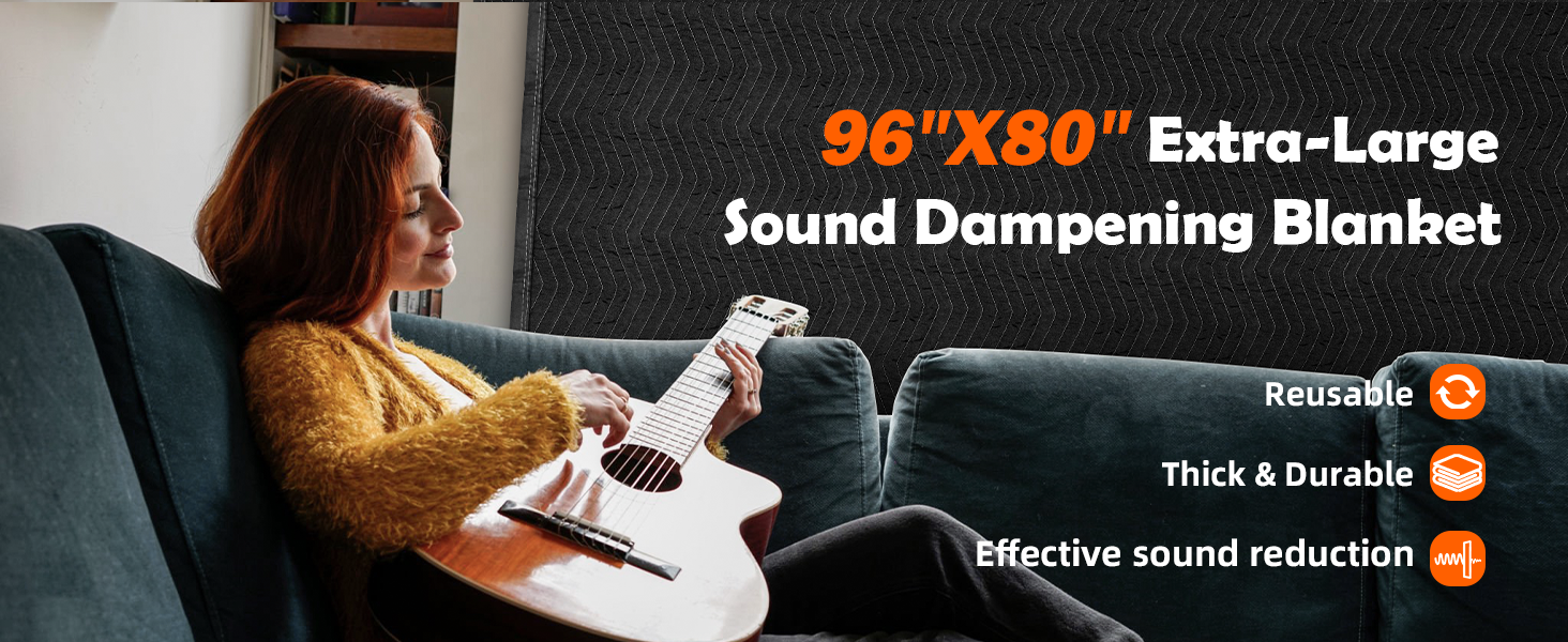 Soundproof Blanket Sound Deadening 48" x 78", Heavy Duty Sound Dampening Curtains