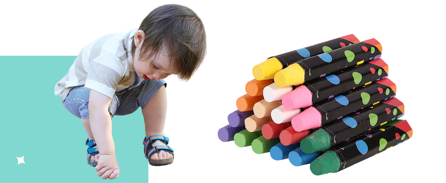 PHILODOGS 20 Count Chalk, Chalks for Kids, Sidewalk Chalk for Toddlers
