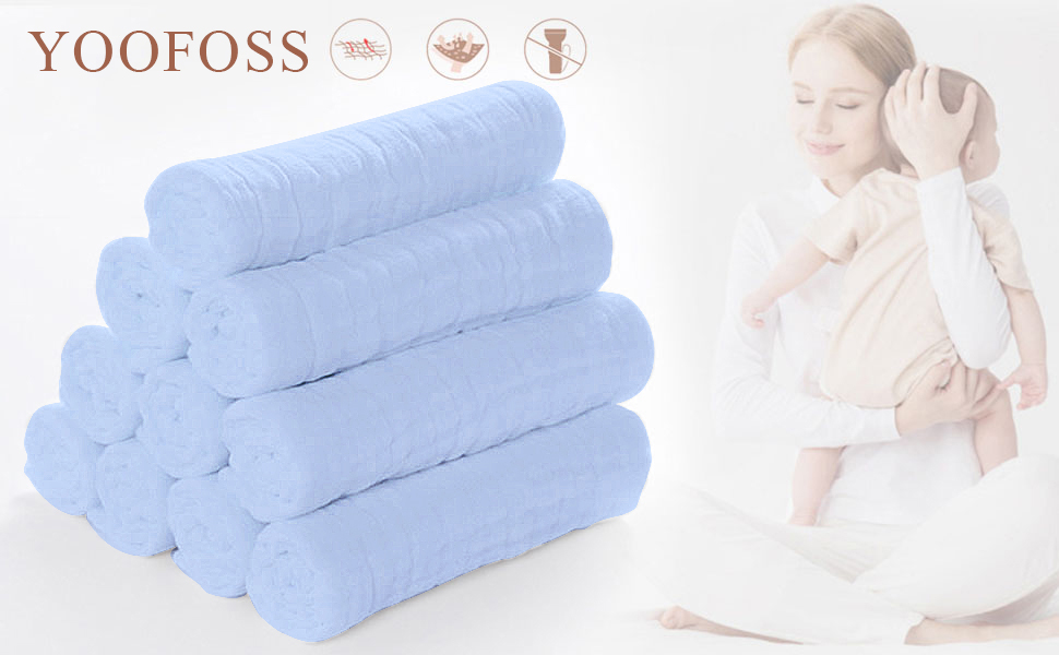 Yoofoss Muslin Burp Cloths for Baby 10 Pack 100 Cotton