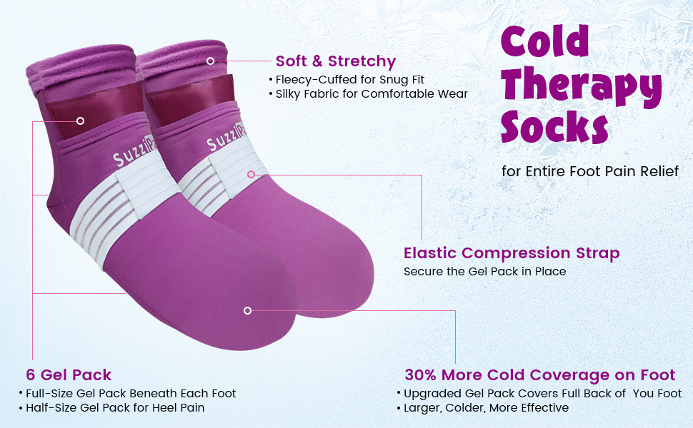 SuzziPad Foot Ice Pack Cooling Socks & Cold Gloves for
