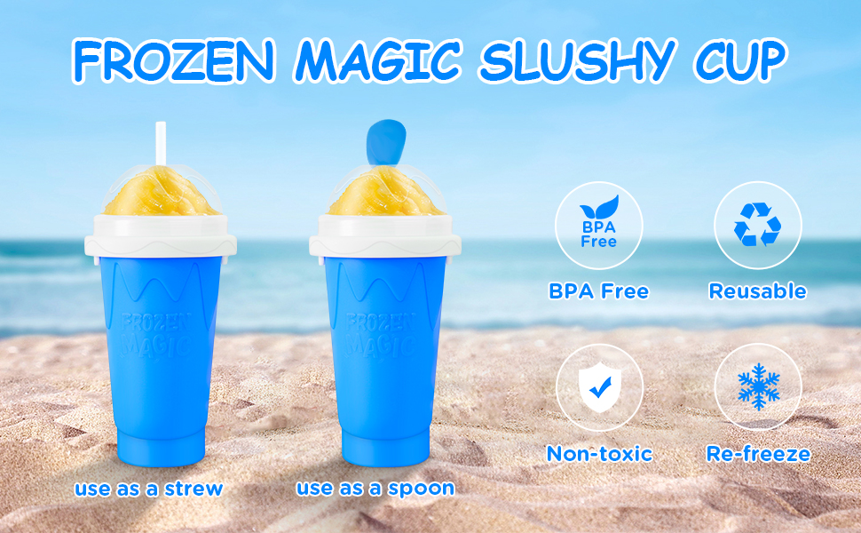 Slushy Cup Slushie Maker Cup, Double Layer Squeeze Slushie