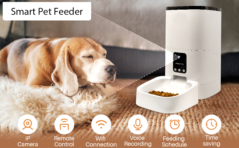 Pet Supplies Automatic Cat Feeder, 6L Portion Control Peteme Smart