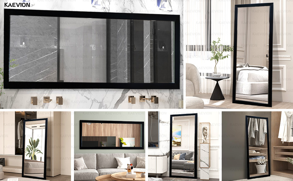 kaevion 63" 21" Full Length Waterproof PVC wooden Frame Rectangular Shape wall hanging mirror