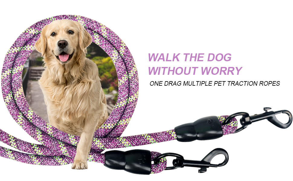 4 Dog Leash, Reflective Heavy Duty Four Way Dog Leash