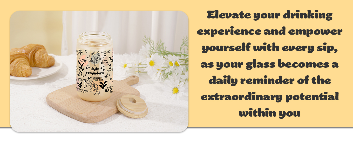 motivational gifts,iced coffee cup,drinking glasses, glass cups with lids and straws,positive gifts